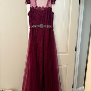 Teri Jon Deep Red Lace Dress